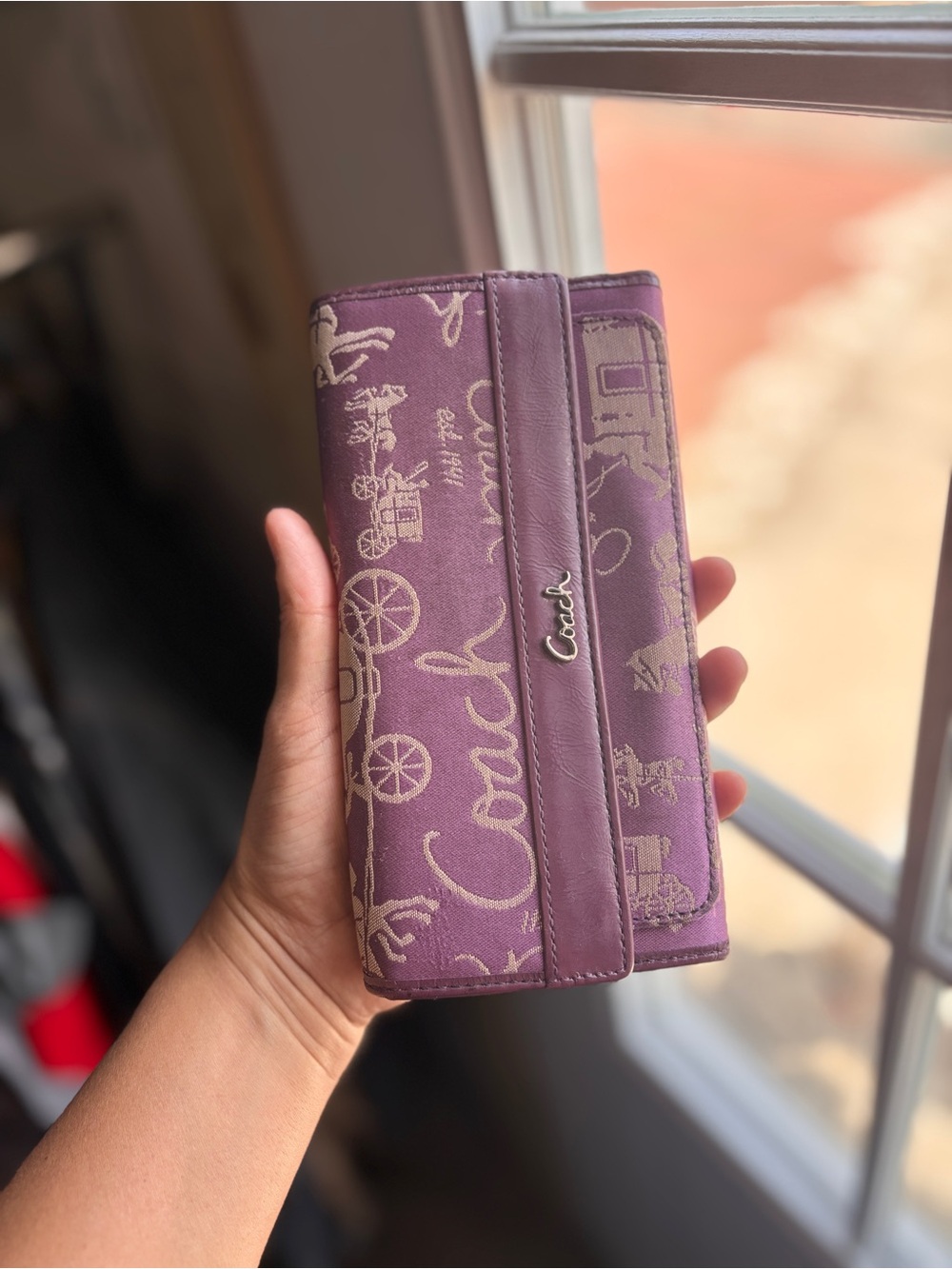 Coach Lavender Signature Continental Wallet